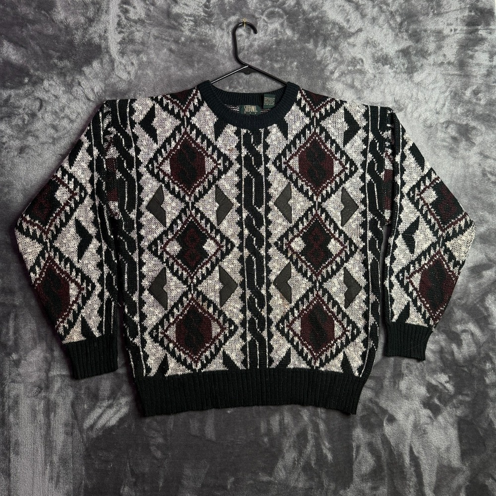 Vintage Stefano Geometric Pullover Long Sleeve Sweater Size X-Large Multicolor